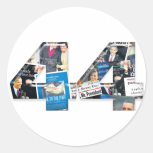 44: Obama Inauguration Newspaper Collage Ronde Sticker