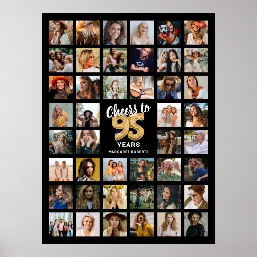 44 Photo Collage 95th Birthday Poster (Voorkant)