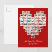44 Photo Collage Add Your Own Greeting White Heart Briefkaart (Voorkant / Achterkant)