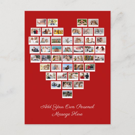 44 Photo Collage Add Your Own Greeting White Heart Briefkaart (Voorkant)