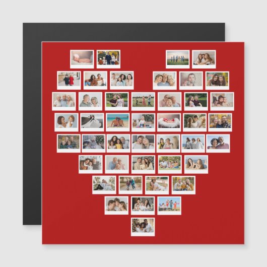 44 Photo Collage Red Heart Magnetic Card (Voorkant / Achterkant)