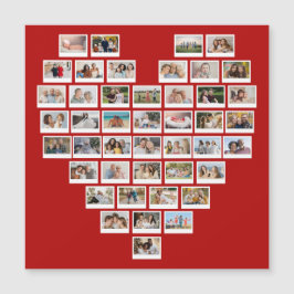 44 Photo Collage Red Heart Magnetic Card