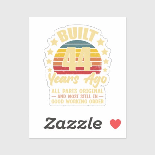 44 Years Ago All Parts Original 44th Birthday  Sticker (Vel)