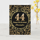 44e Birthday Black en Gold Floral Pattern Kaart (Gele Bloem)