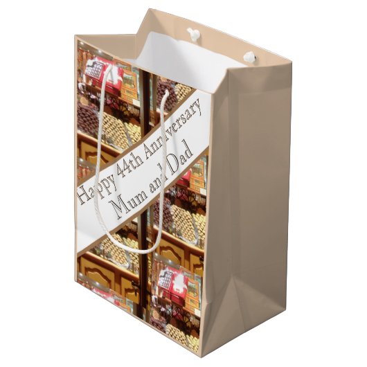 44e bruiloft Jubileum bewerkbaar Medium Cadeauzakje (Voorkant Gekanteld)