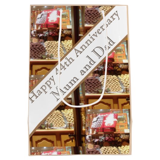 44e bruiloft Jubileum bewerkbaar Medium Cadeauzakje (Achterkant)