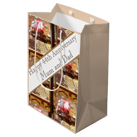 44e bruiloft Jubileum bewerkbaar Medium Cadeauzakje (Achterkant Gekanteld)