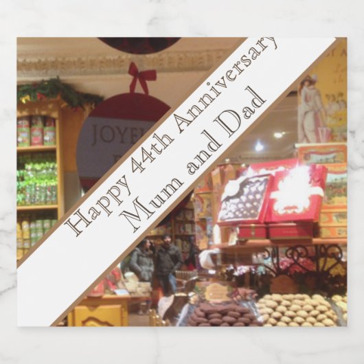 44e bruiloft Jubileum bewerkbaar Sparkling Wijnetiket (Enkel label)