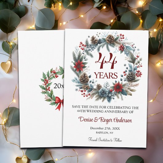 44e bruiloft Jubileum Winter Save The Date