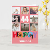 44e Gelukkige Verjaardag Fotocollage Moderne Roze  Kaart (Gele Bloem)