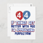 44e jaar oud verjaardagsontwerp briefkaart (Voorkant / Achterkant)