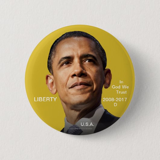 44e POTUS Barack Obama 2008-2017 Gold Coin (Faux) Ronde Button 5,7 Cm (Voorkant)