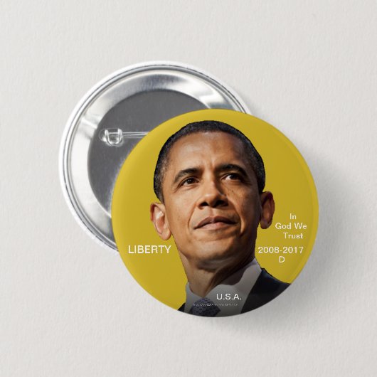 44e POTUS Barack Obama 2008-2017 Gold Coin (Faux) Ronde Button 5,7 Cm (Voorkant /achterkant)