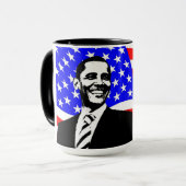 44e President, Barack Obama en Flag Coffee Mok (Voorkant links)
