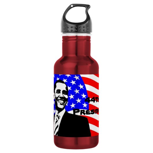 44e President, Barack Obama en Flag Water Bottle Waterfles (Voorkant)