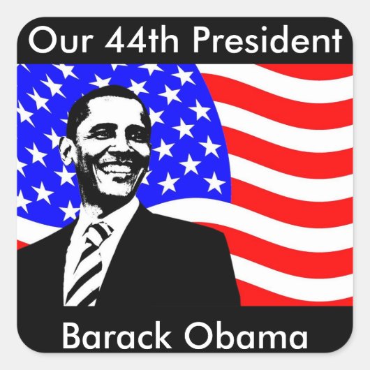 44e President, Barack Obama en Vlag Stickers (Voorkant)