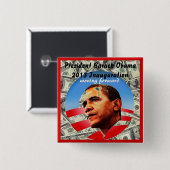 44E PRESIDENT VAN DE VERENIGDE STATEN BARACK OBAMA VIERKANTE BUTTON 5,1 CM (Voorkant /achterkant)