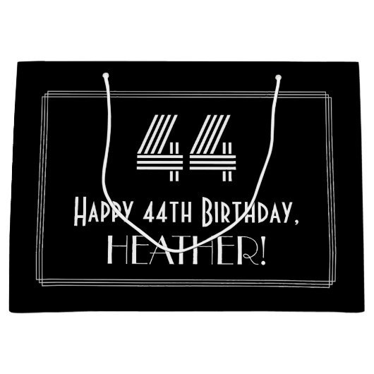 44e verjaardag — Art Deco geïnspireerd look "44" & Groot Cadeauzakje (Voorkant)