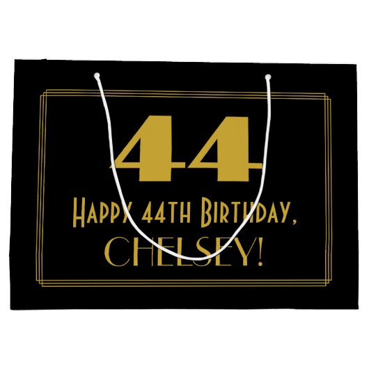 44e verjaardag — Art Deco geïnspireerd look "44" & Groot Cadeauzakje (Achterkant)