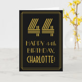 44e verjaardag: Art Deco geïnspireerd look "44" &  Kaart (Gele Bloem)