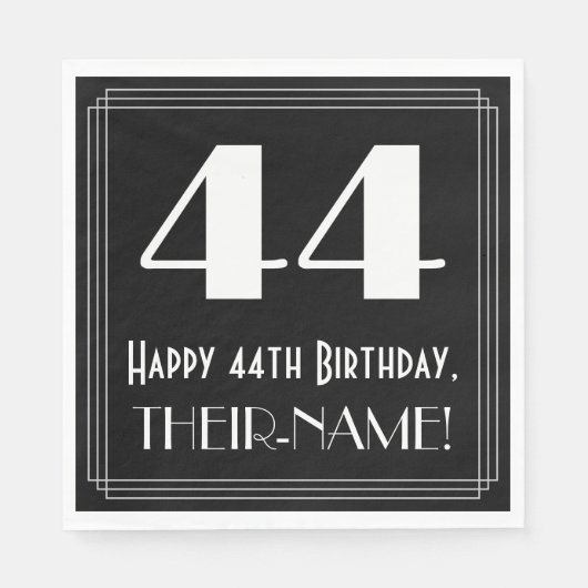 44e verjaardag ~ Art Deco geïnspireerde look "44", Servet (Voorkant)