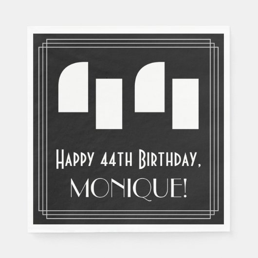 44e verjaardag: Art Deco Geïnspireerde look "44" + Servet (Voorkant)