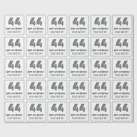 44e verjaardag: Art Deco geïnspireerde stijl "44"  Cadeaupapier (Vlak)
