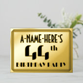 44e verjaardag: Art Deco Kijk "44" en naam Folie Uitnodiging (Staand Voorkant)