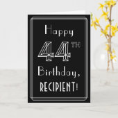 44e verjaardag: Art Deco Style # 44 en aangepaste  Kaart (Gele Bloem)