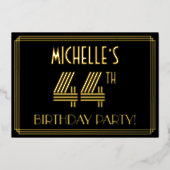 44e verjaardag — Art Deco Style "44" + Naam Folie Uitnodiging (Voorkant)