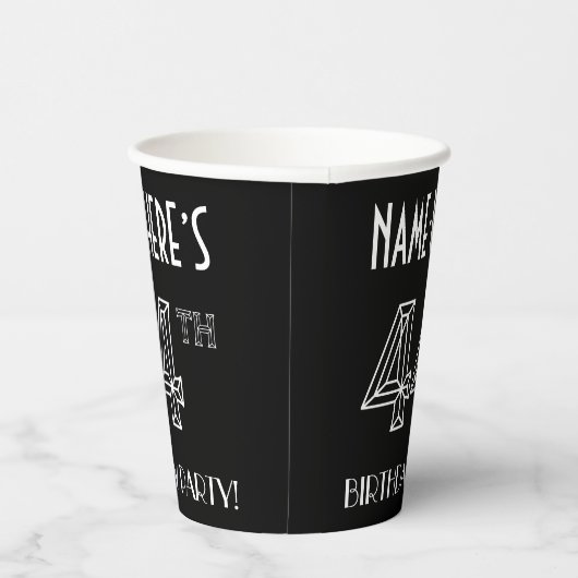 44e verjaardag: Art Deco Style + aangepaste naam Papieren Bekers (Rechts)