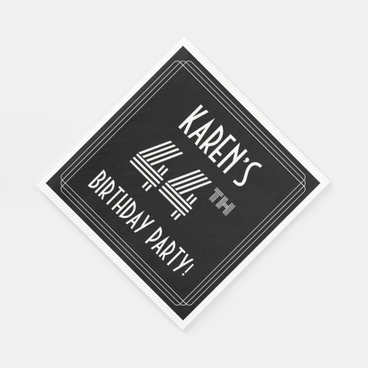 44e verjaardag: Art Deco Style + aangepaste naam Servet (Hoek)