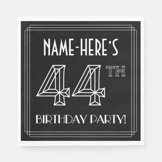 44e verjaardag: Art Deco Style + aangepaste naam Servet (Voorkant)