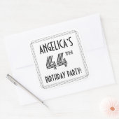 44e verjaardag: Art Deco Style + aangepaste naam Vierkante Sticker (Envelop)