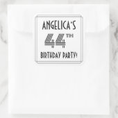 44e verjaardag: Art Deco Style + aangepaste naam Vierkante Sticker (Tas)