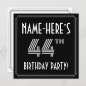 44e verjaardag: Art Deco Style met aangepaste naam Kaart (Voorkant / Achterkant)