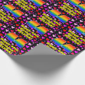 44e verjaardag: Beeldende hartenpatronen, regenboo Cadeaupapier (Hoek)