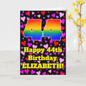 44e verjaardag: Beeldende hartenpatronen, regenboo Kaart (Gele Bloem)