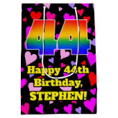 44e verjaardag: Beeldende hartenpatronen, regenboo Medium Cadeauzakje (Achterkant)