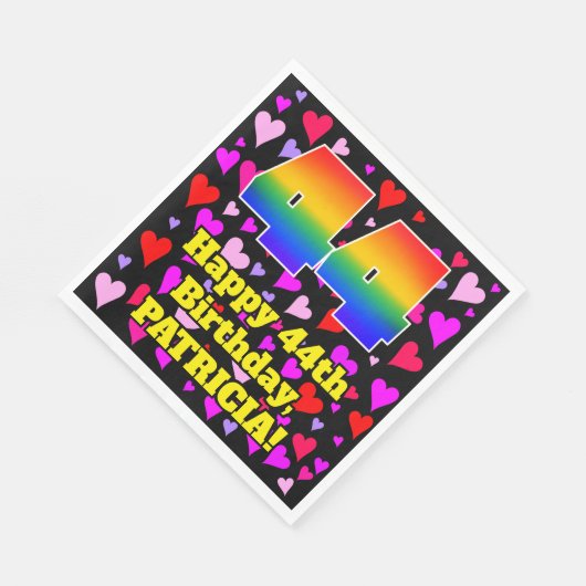 44e verjaardag: Beeldende hartenpatronen, regenboo Servet (Hoek)