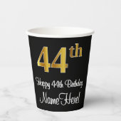 44e verjaardag - Elegante luxe Faux Gold look # Papieren Bekers (Voorkant)