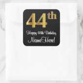 44e verjaardag - Elegante luxe Faux Gold look # Vierkante Sticker (Tas)
