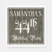 44e verjaardag — Fancy script, kijk op hout Servet (Voorkant)