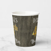 44e verjaardag — Faux Gold & Faux Wood Papieren Bekers (Links)