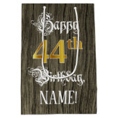 44e verjaardag: Faux Gold look & Faux Wood Pattern Medium Cadeauzakje (Achterkant)