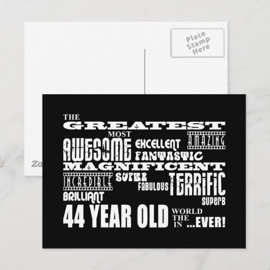 44e verjaardag feest grootste 44 jaar oud uitnodiging briefkaart (Voorkant / Achterkant)