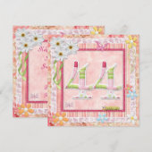 44e verjaardag feest scrapbooking stijl kaart (Voorkant / Achterkant)