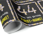 44e verjaardag: Floral Flowers Number, Custom Name Cadeaupapier (Rol Hoek)