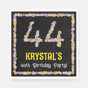 44e verjaardag: Floral Flowers Number, Custom Name Servet