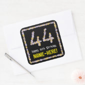 44e verjaardag: Floral Flowers Number, Custom Name Vierkante Sticker (Envelop)